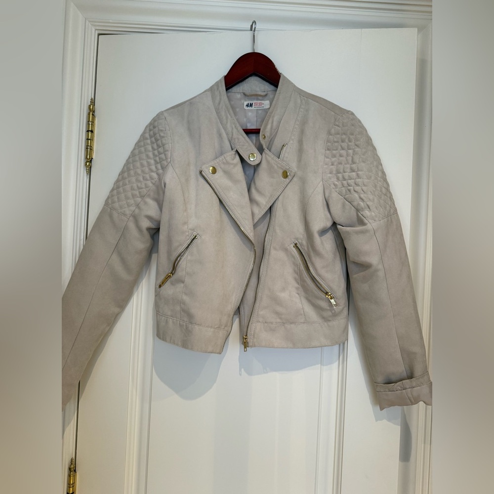H&M girls Light Gray faux suede  Jacket